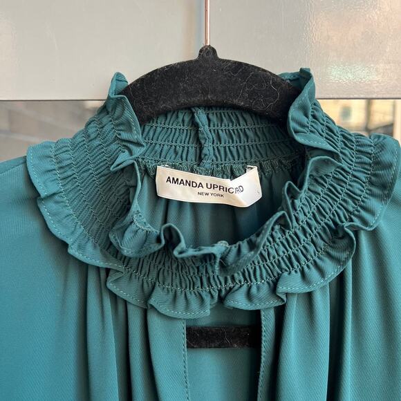 Amanda Uprichard Kestin Drop Waist Mini Dress in Spruce Size S - Picture 4 of 6
